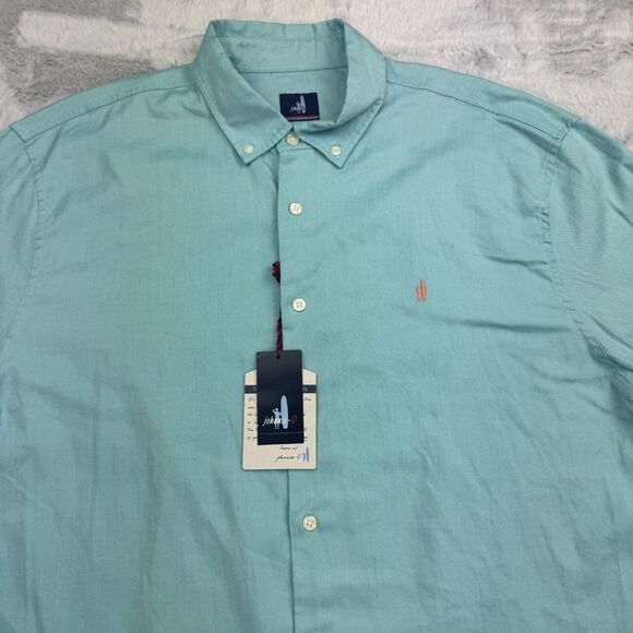 Johnnie-O Shirt Men's 2XL Seafoam Classic Long Sleeve Logo Collared Button Down - Picture 2 of 12